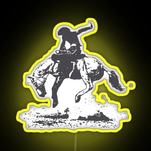 Rodeo Bucking Horse Cowboy Riding Stallion RGB Neon Sign