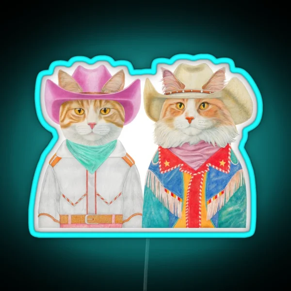 Rodeo Cats Ginger Cats RGB Neon Sign