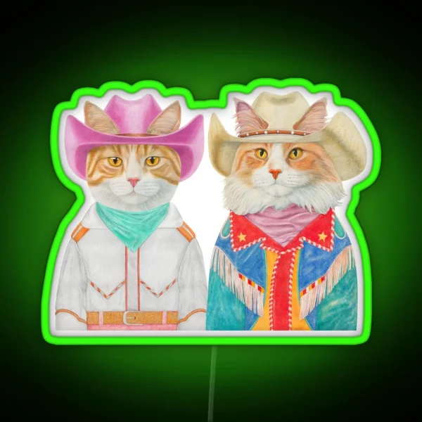 Rodeo Cats Ginger Cats RGB Neon Sign