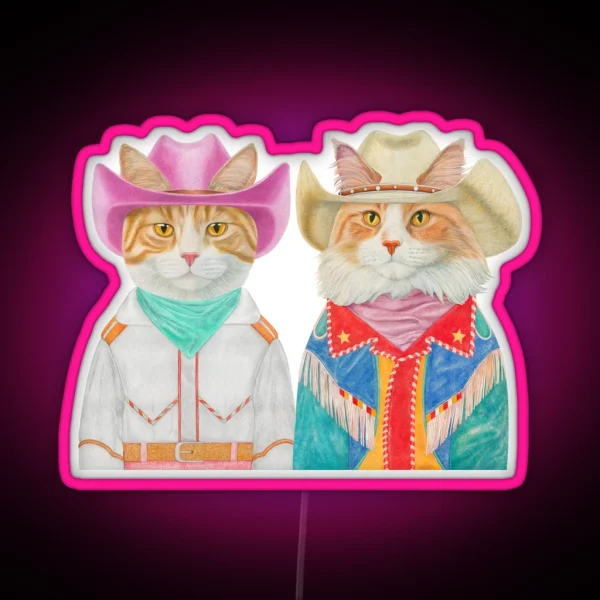 Rodeo Cats Ginger Cats RGB Neon Sign