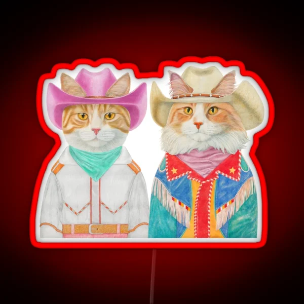 Rodeo Cats Ginger Cats RGB Neon Sign