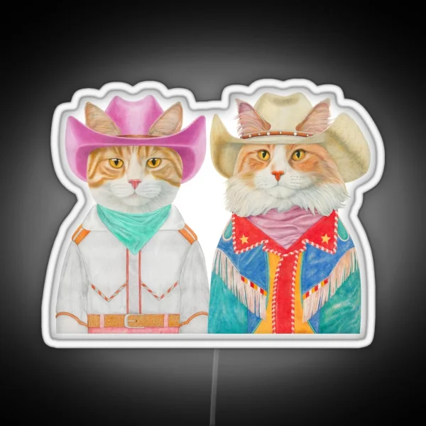 Rodeo Cats Ginger Cats RGB Neon Sign