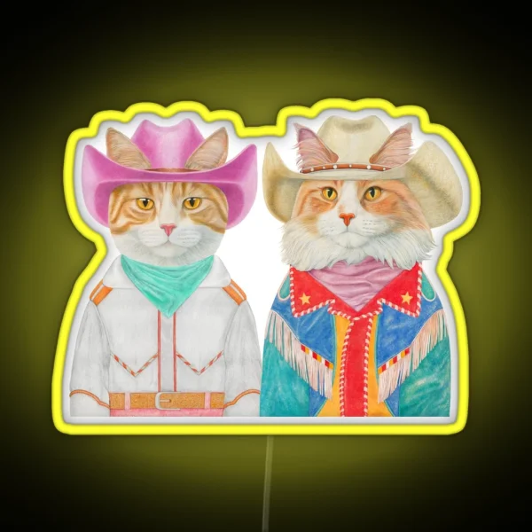 Rodeo Cats Ginger Cats RGB Neon Sign