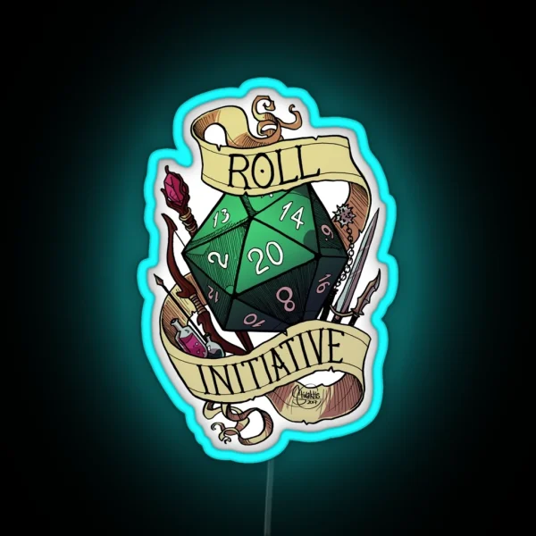 Roll Initiative RGB Neon Sign