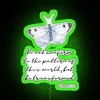Neon inspirational art transformational decor with colorful butterfly and Roman scripture