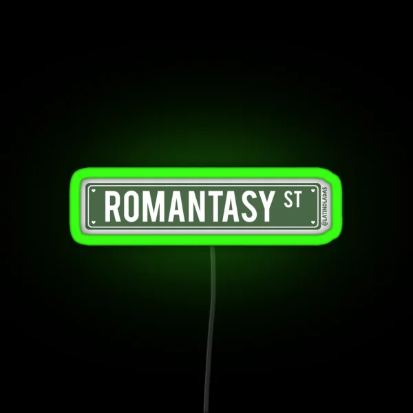 Romantasy St Fantasy Aesthetic Bookish Dark Green Road RGB Neon Sign