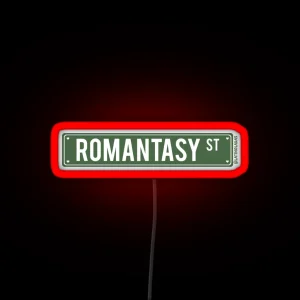 Romantasy St Fantasy Aesthetic Bookish Dark Green Road Street Sign RGB Neon Sign