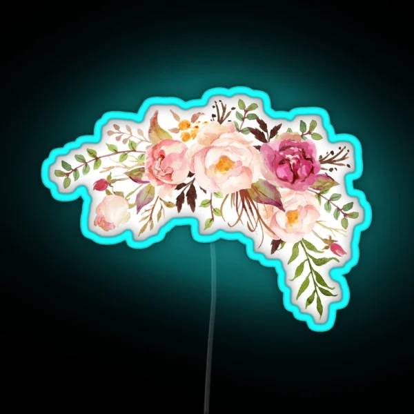 Romantic Watercolor Flower Bouquet RGB Neon Sign