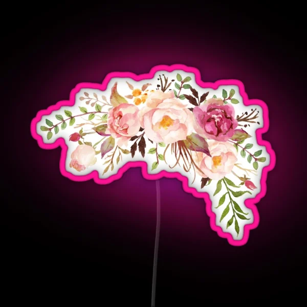Romantic Watercolor Flower Bouquet RGB Neon Sign