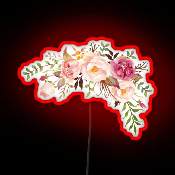 Romantic Watercolor Flower Bouquet RGB Neon Sign