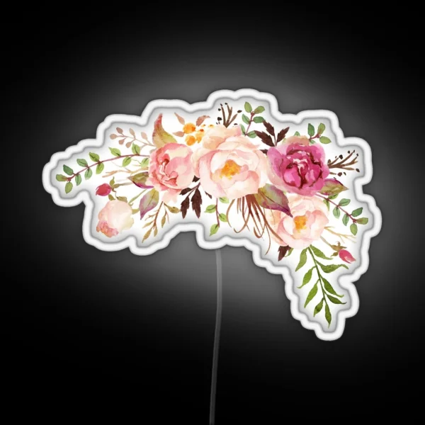 Romantic Watercolor Flower Bouquet RGB Neon Sign