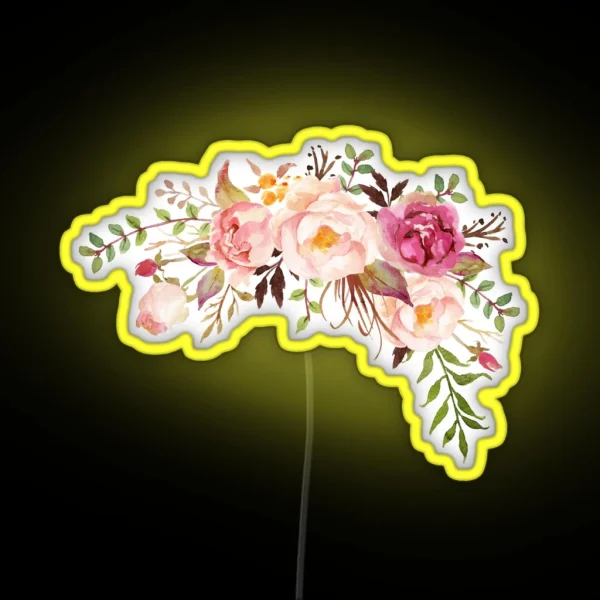 Romantic Watercolor Flower Bouquet RGB Neon Sign