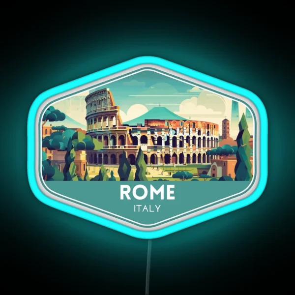 Rome Italy Travel Art RGB Neon Sign