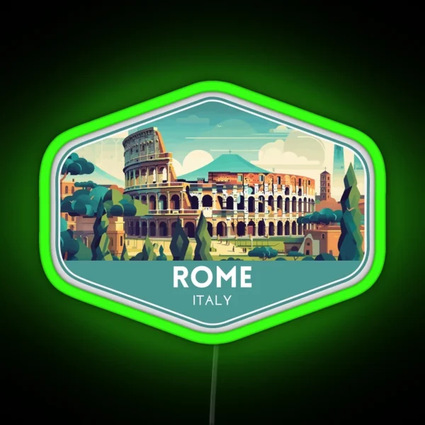 Rome Italy Travel Art RGB Neon Sign