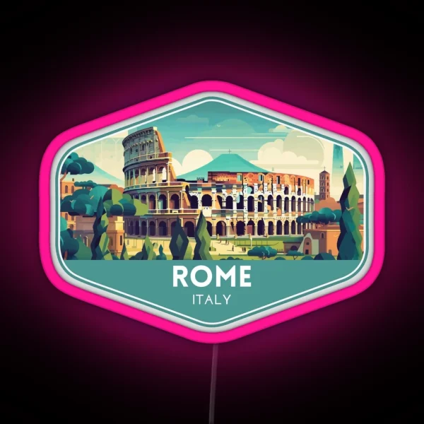 Rome Italy Travel Art RGB Neon Sign