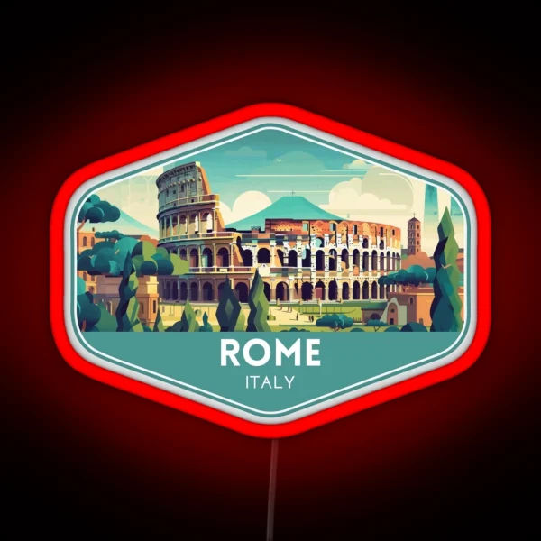 Rome Italy Travel Art RGB Neon Sign