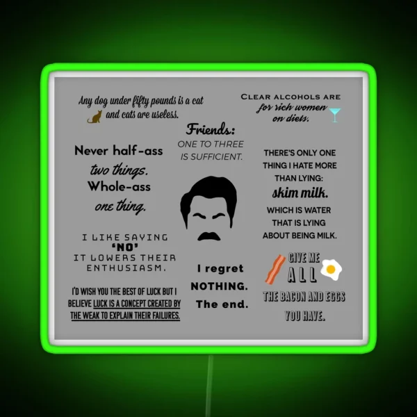 Ron Swanson Quotes RGB Neon Sign