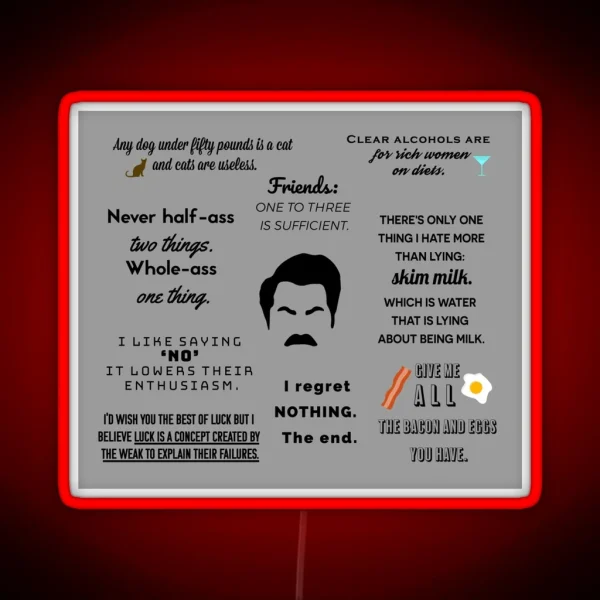 Ron Swanson Quotes RGB Neon Sign