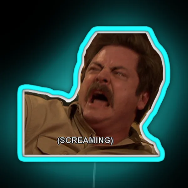 Ron Swanson Scream RGB Neon Sign