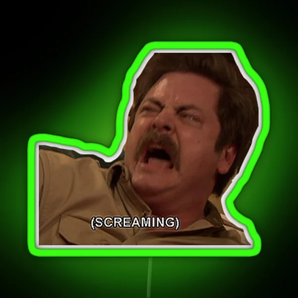 Ron Swanson Scream RGB Neon Sign