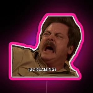 Ron Swanson Scream RGB Neon Sign
