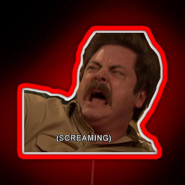 Ron Swanson Scream RGB Neon Sign