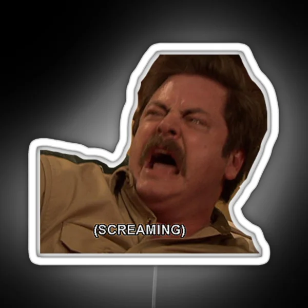 Ron Swanson Scream RGB Neon Sign