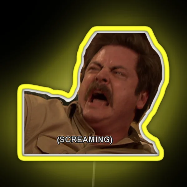 Ron Swanson Scream RGB Neon Sign