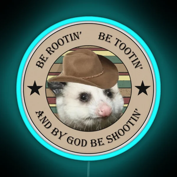 Rootin Tootin Possum Cowboy RGB Neon Sign