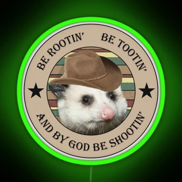 Rootin Tootin Possum Cowboy RGB Neon Sign