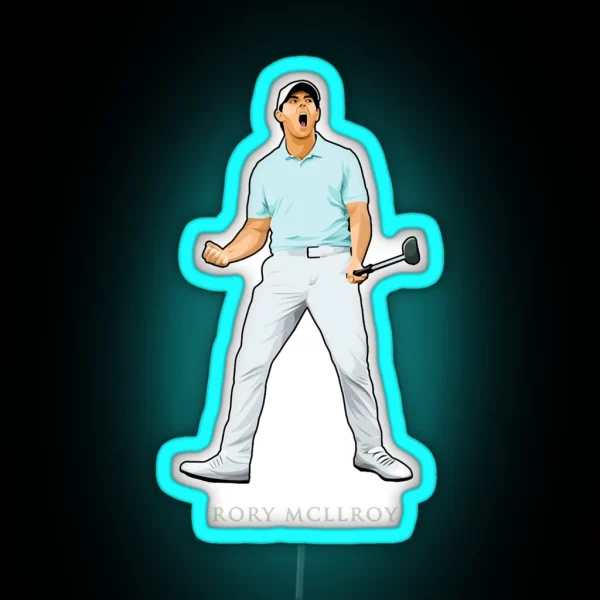 Rory Mcilroy Golf Celebrate Birdie Putt RGB Neon Sign
