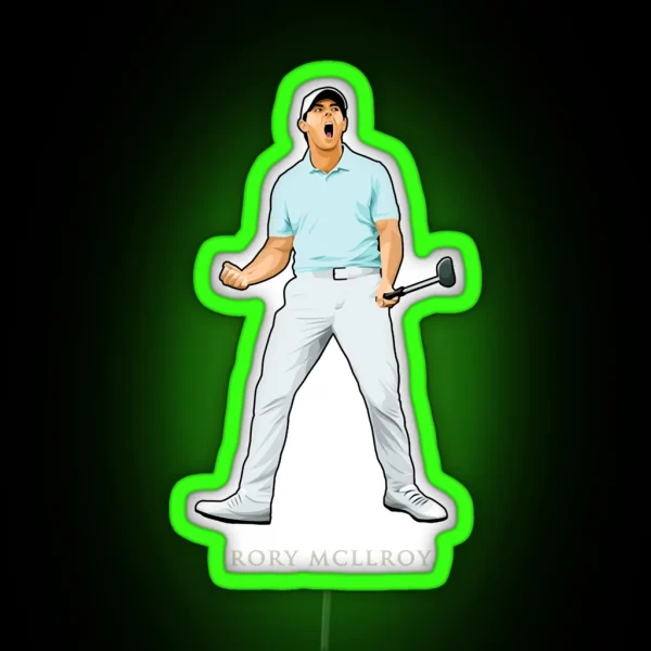 Rory Mcilroy Golf Celebrate Birdie Putt RGB Neon Sign