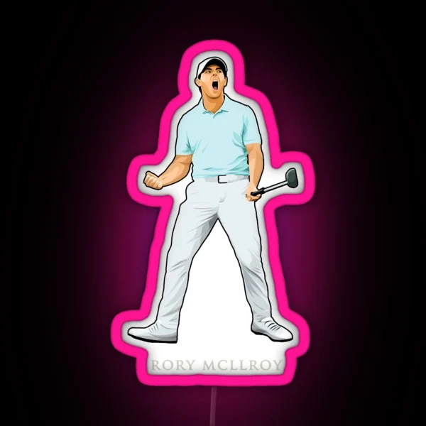 Rory Mcilroy Golf Celebrate Birdie Putt RGB Neon Sign