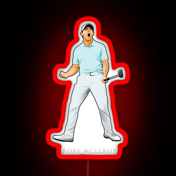 Rory Mcilroy Golf Celebrate Birdie Putt RGB Neon Sign