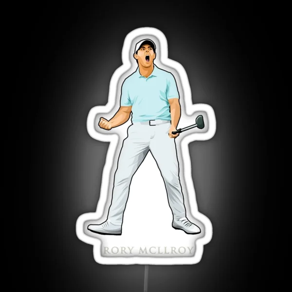 Rory Mcilroy Golf Celebrate Birdie Putt RGB Neon Sign