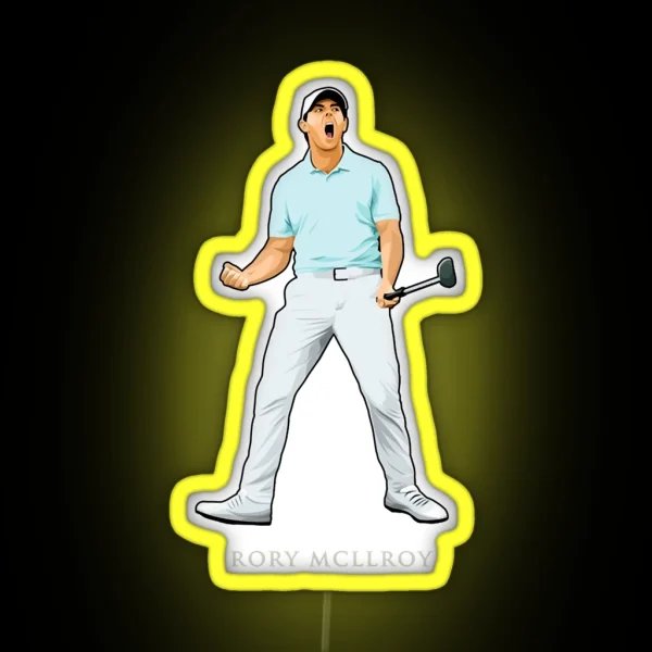 Rory Mcilroy Golf Celebrate Birdie Putt RGB Neon Sign