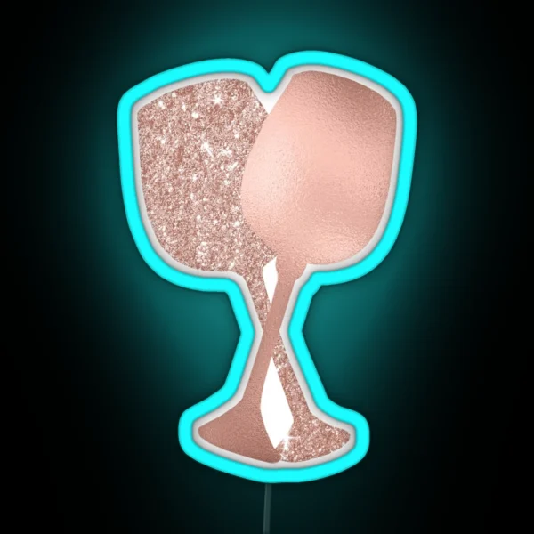 Rose Gold Girly Wine Glasses RGB Neon Sign