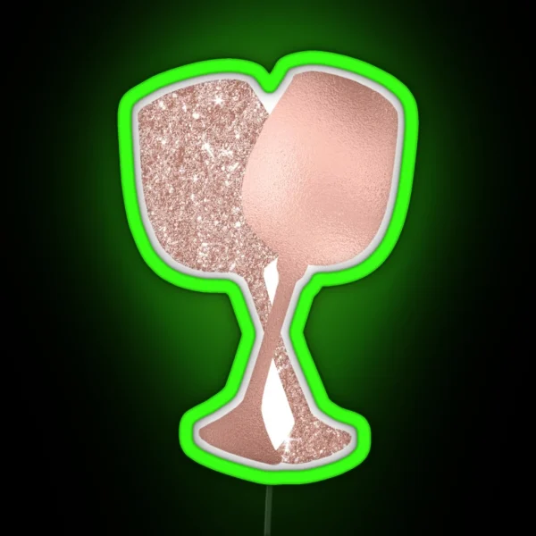 Rose Gold Girly Wine Glasses RGB Neon Sign