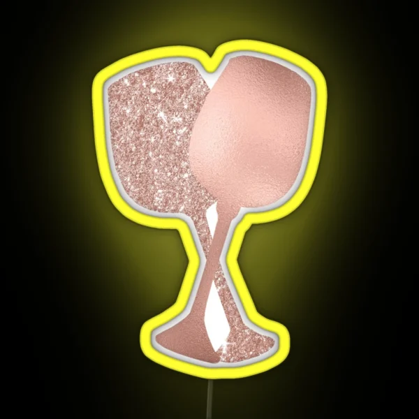 Rose Gold Girly Wine Glasses RGB Neon Sign