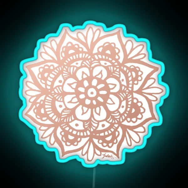 Rose Gold Mandala Flower RGB Neon Sign