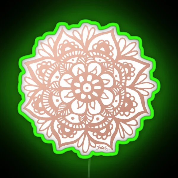 Rose Gold Mandala Flower RGB Neon Sign