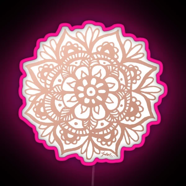 Rose Gold Mandala Flower RGB Neon Sign