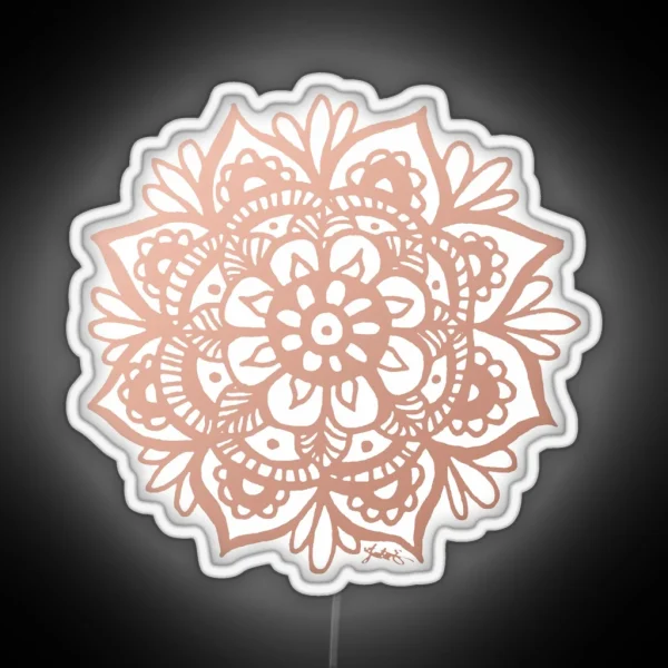 Rose Gold Mandala Flower RGB Neon Sign