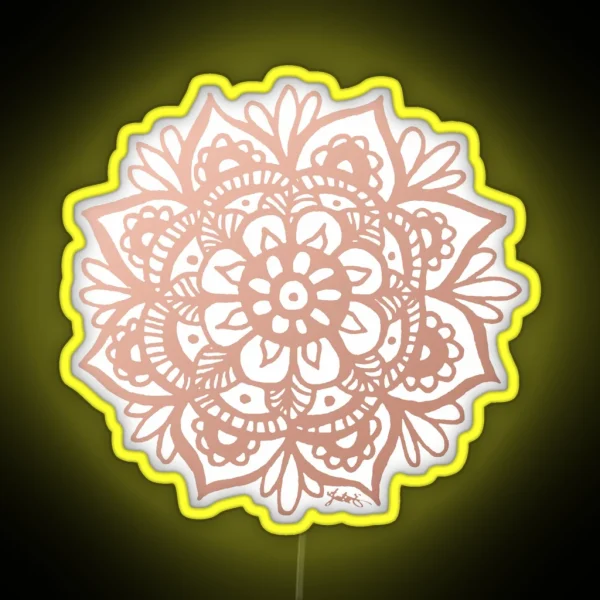 Rose Gold Mandala Flower RGB Neon Sign