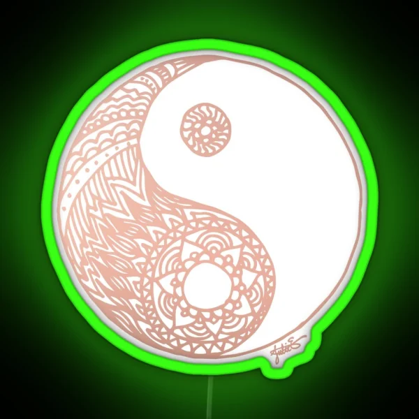 Rose Gold Yin Yang RGB Neon Sign