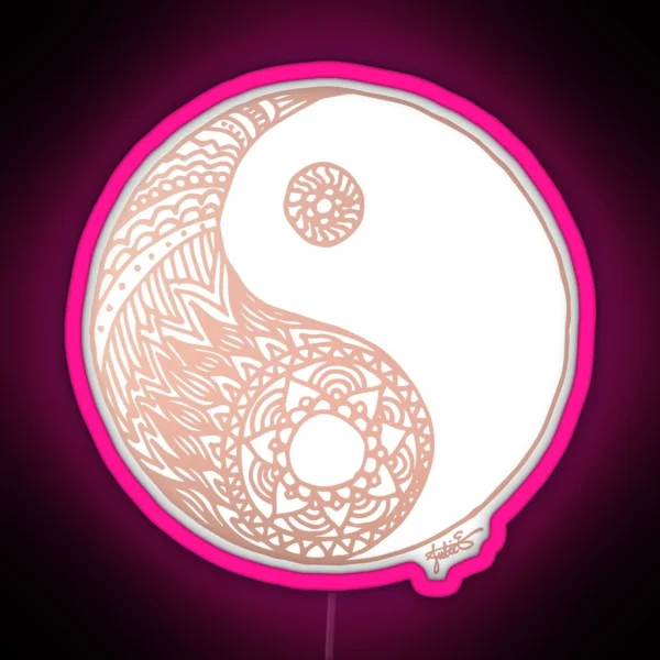 Rose Gold Yin Yang RGB Neon Sign