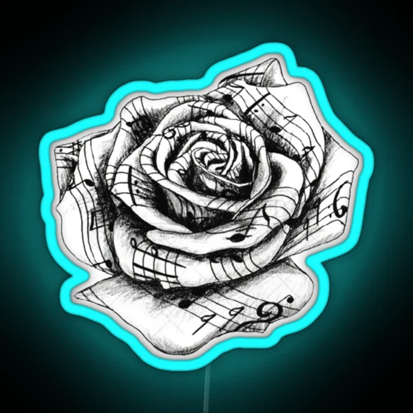 Rose Music Notes RGB Neon Sign