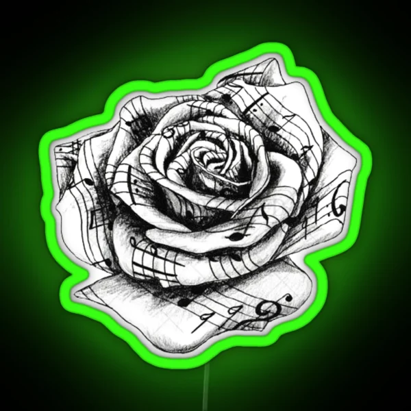 Rose Music Notes RGB Neon Sign