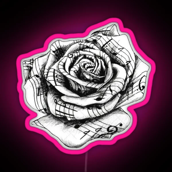 Rose Music Notes RGB Neon Sign