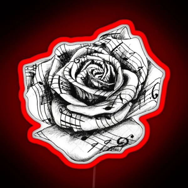 Rose Music Notes RGB Neon Sign